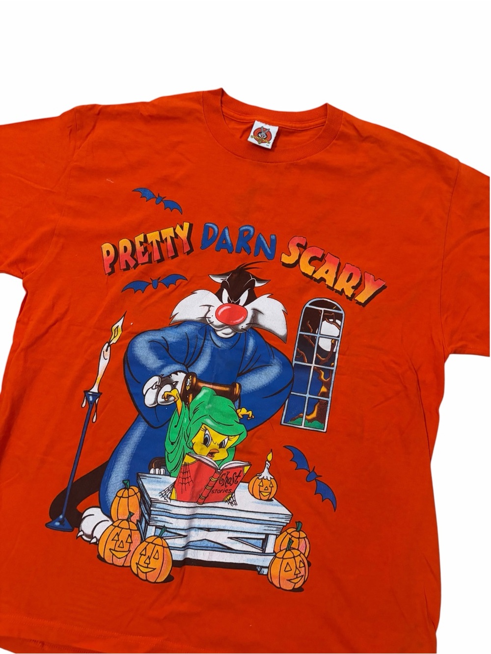 VTG Looney Tunes Pretty Darn Scary Sylvester Tweety Bird Shirt Adult L Halloween